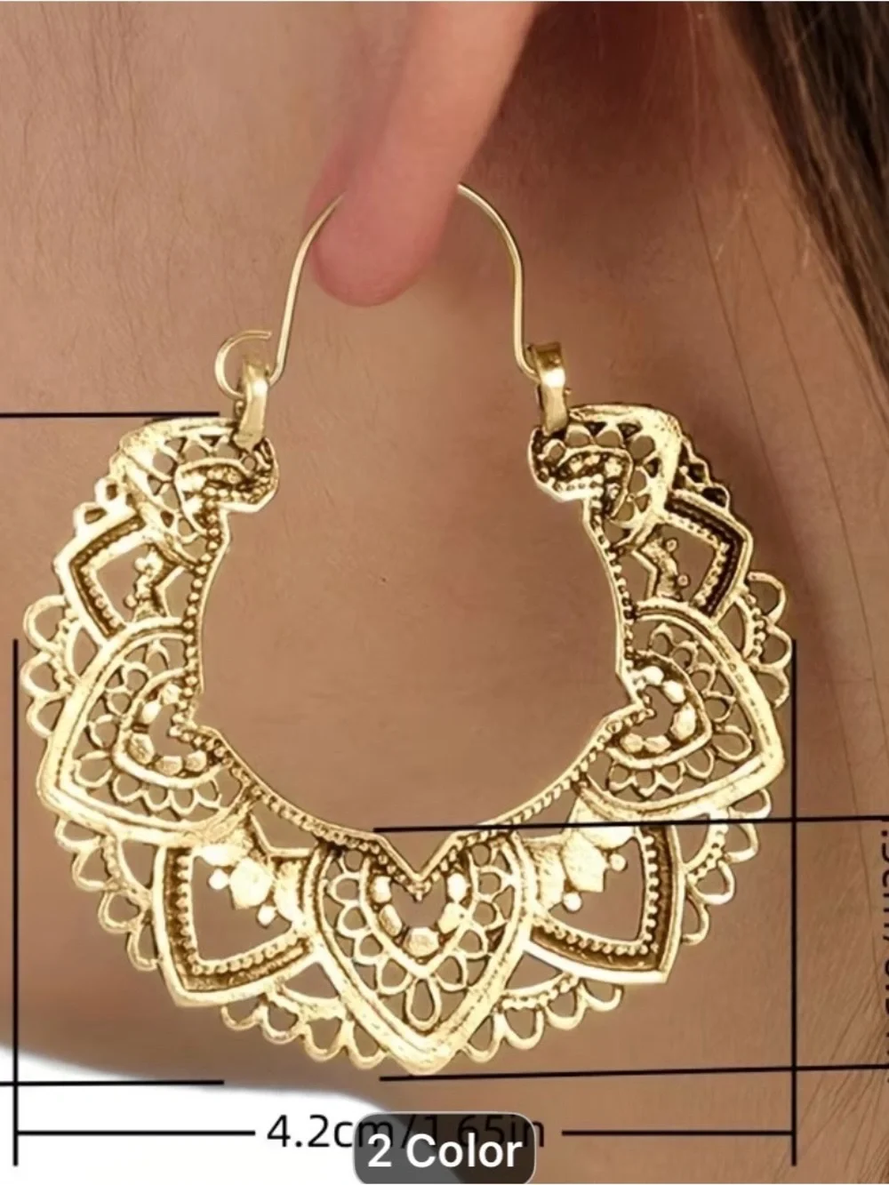 Intricate vintage Silver Filigree Hoop Earrings - Women's Jewelry